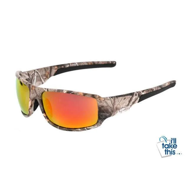 Polarized Sunglasses Camouflage Frame Sport Sun Glasses Fishing, Hunting, GREAT Driving glasses