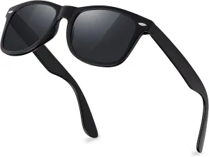 Polarized Sunglasses for Men and Women Trendy Retro Sun Glasses (Black)