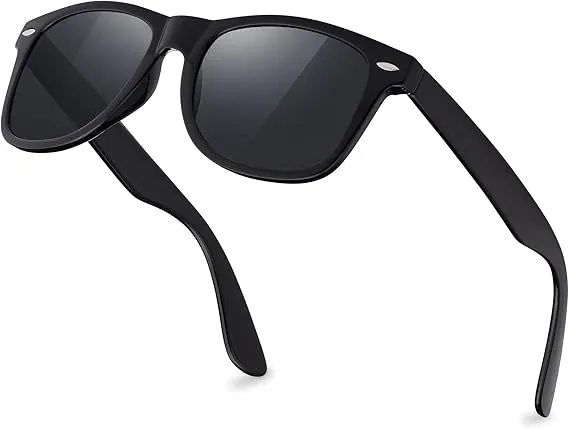 Polarized Sunglasses for Men and Women Trendy Retro Sun Glasses (Black)