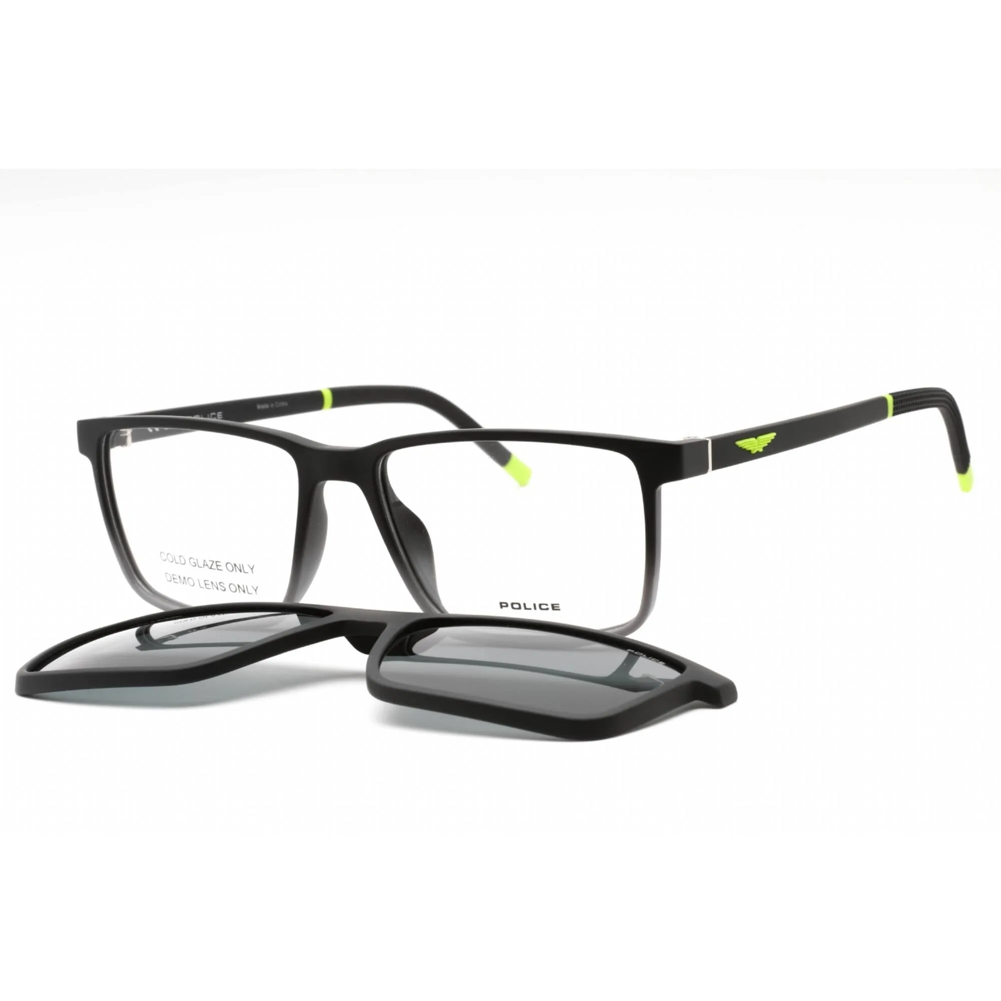Police Men's Eyeglasses - Matte Black Plastic Rectangular Full Rim Frame | UPLL74 WT5P