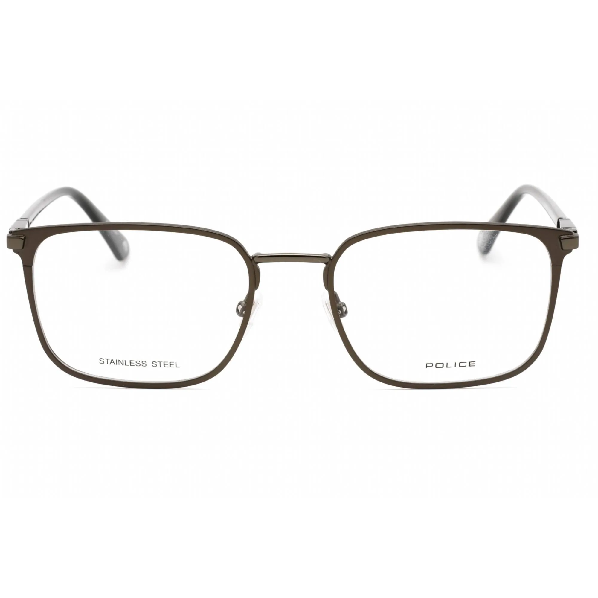 Police Men's Eyeglasses - Shiny Black Metal Rectangular Shape Frame | VPLE96N 08GF