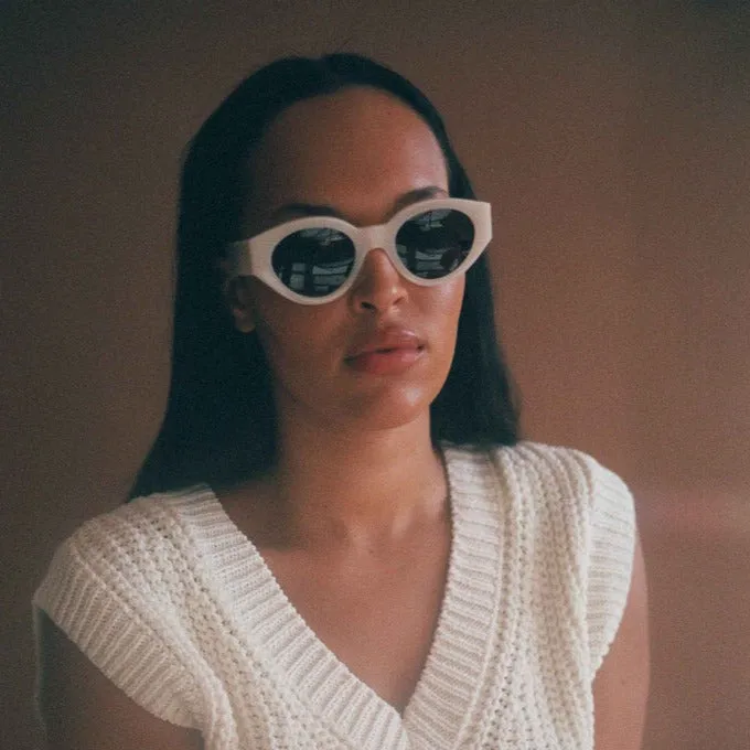 Polly Sunglasses - Pearl With Grey Solid Lens
