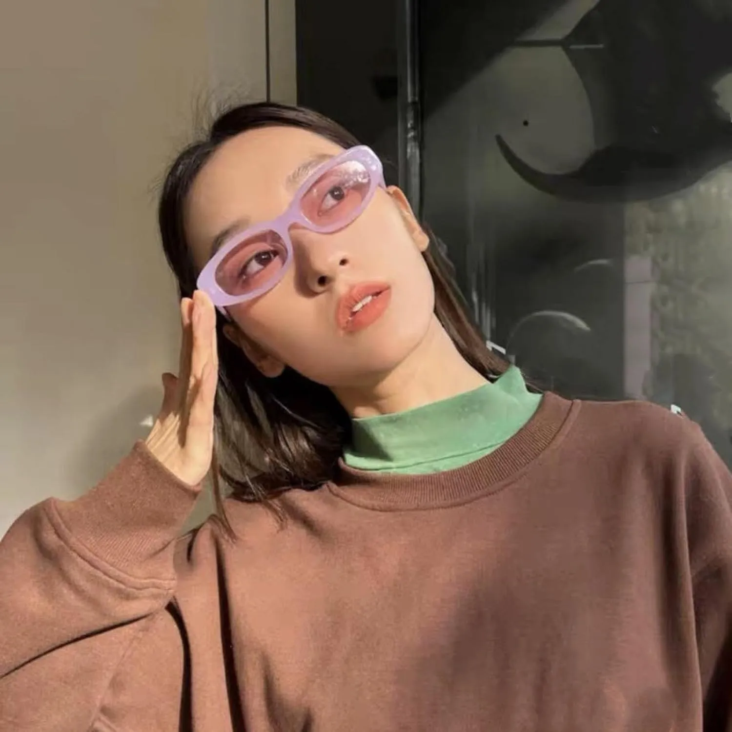 Polygon Sunglasses Woman Fashion Black Small Frame Eyeglasses Vintage Sun Glasses Female Shades Oval Gradient
