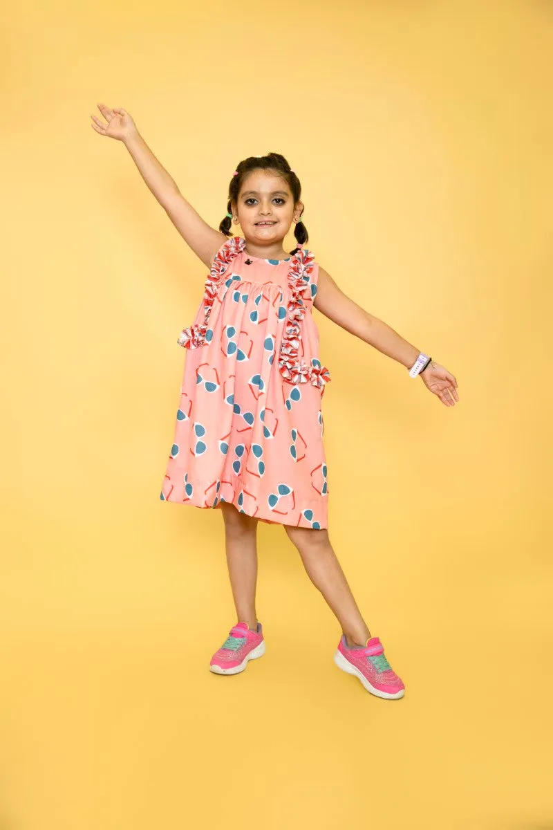 “Popp”-ins Coral & Blue Sunglasses Girls’ Dress