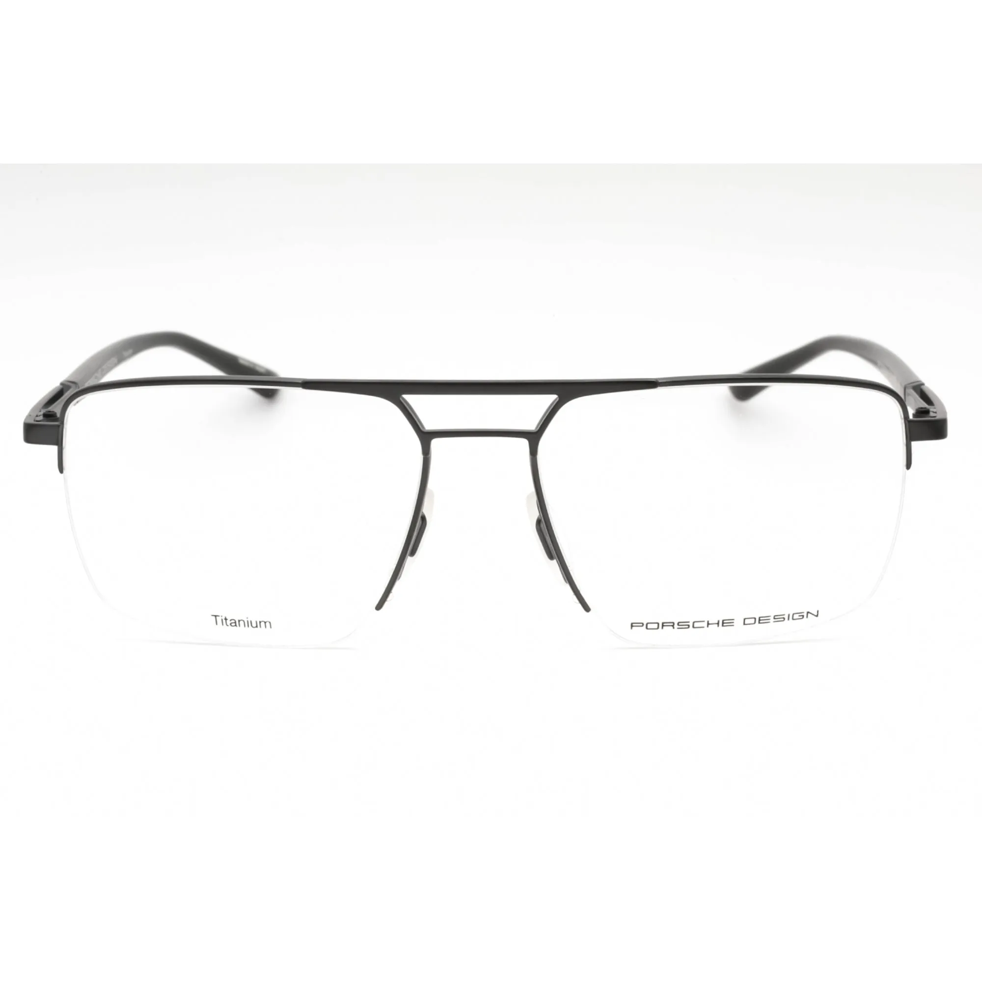 Porsche Men's Eyeglasses - Black Metal Rectangular Frame Clear Demo Lens | P8398 A