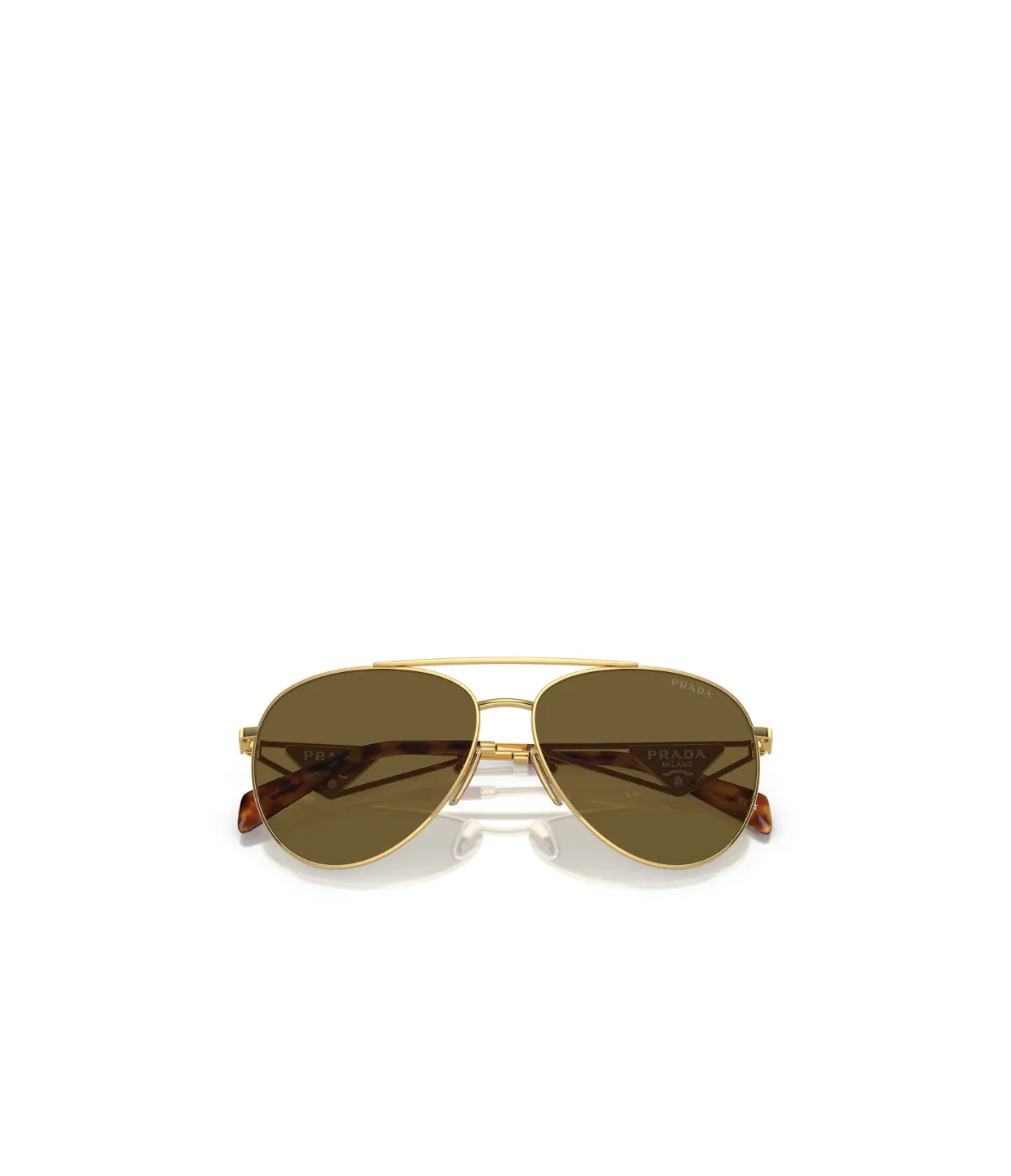 Prada Metal Pilot Sunglasses in Pale Gold