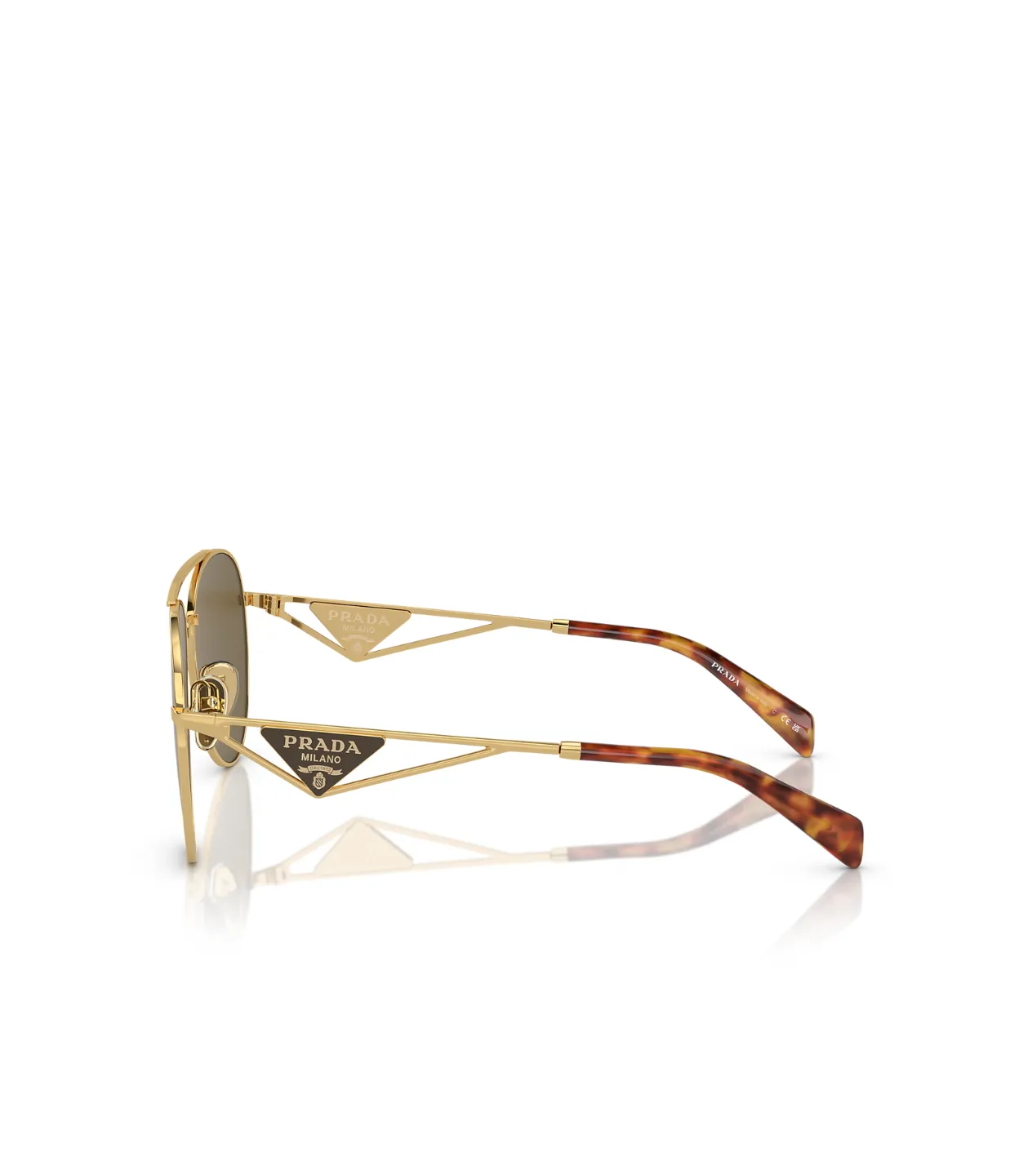 Prada Metal Pilot Sunglasses in Pale Gold