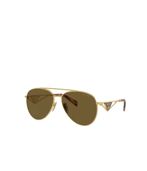 Prada Metal Pilot Sunglasses in Pale Gold