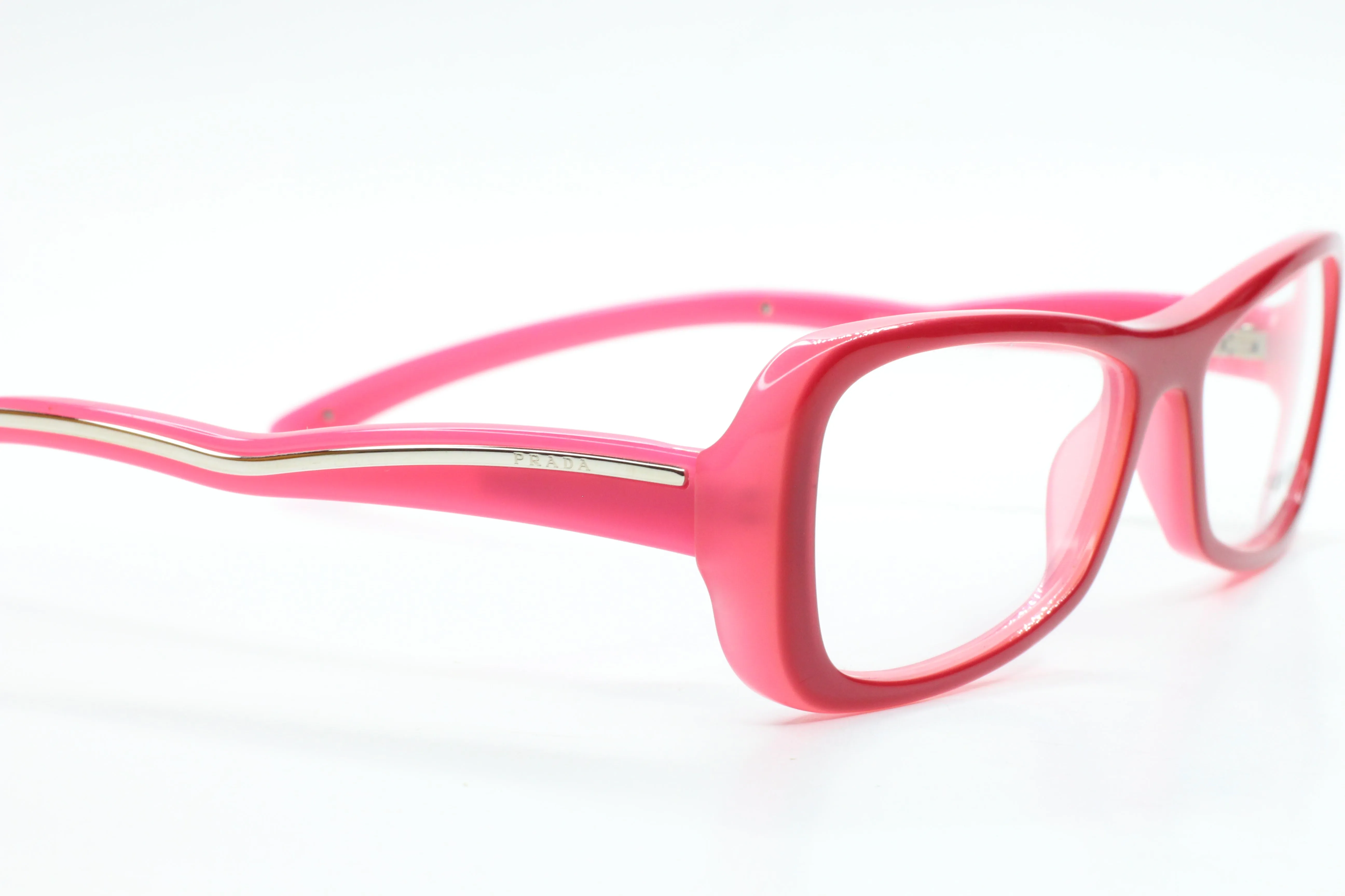 Prada VPR22L 3BB-1O1 Burgundy Pink Acetate Designer Italy Eyeglasses