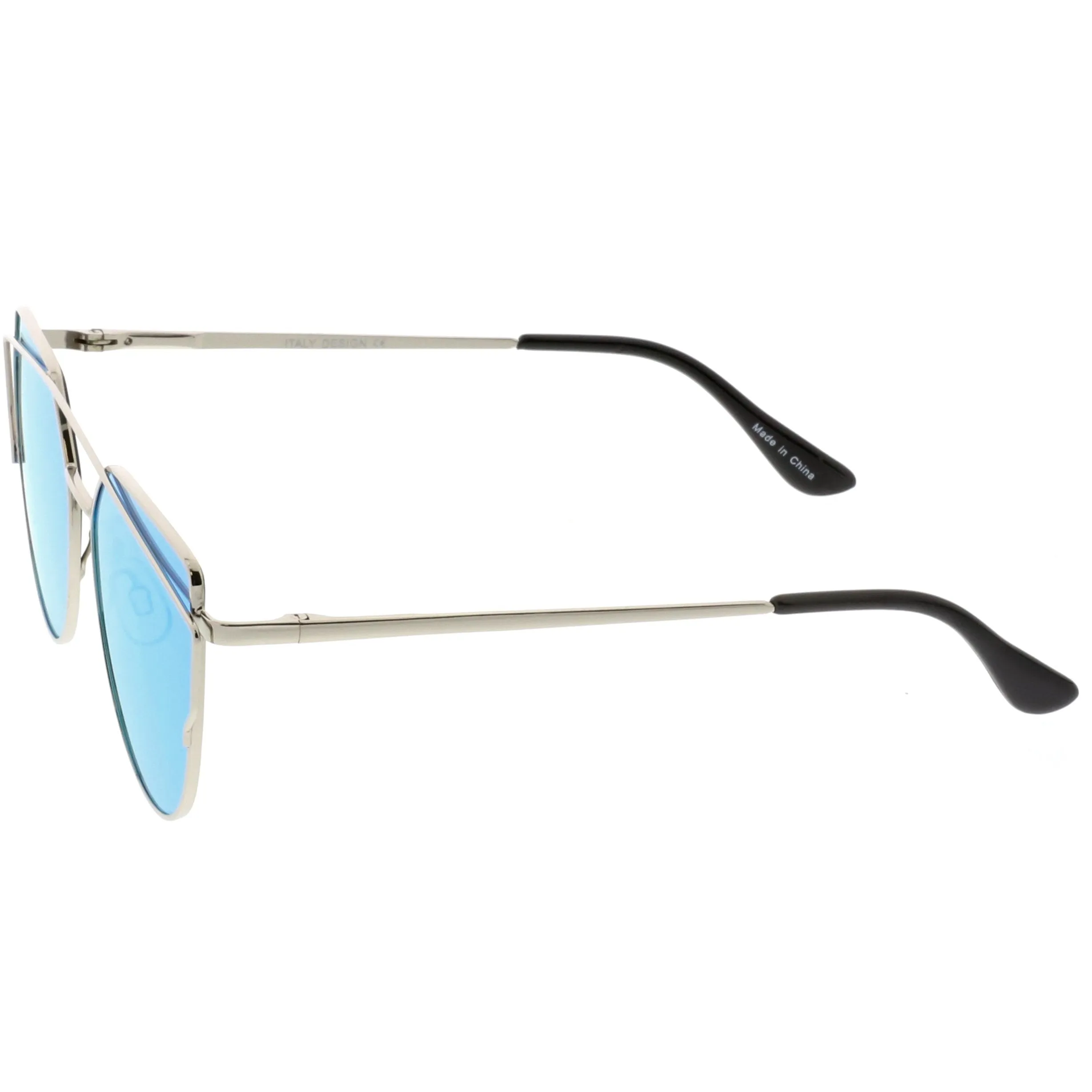 Premium Oversize Laser Cut Cat Eye Mirrored Flat Lens Sunglasses C358