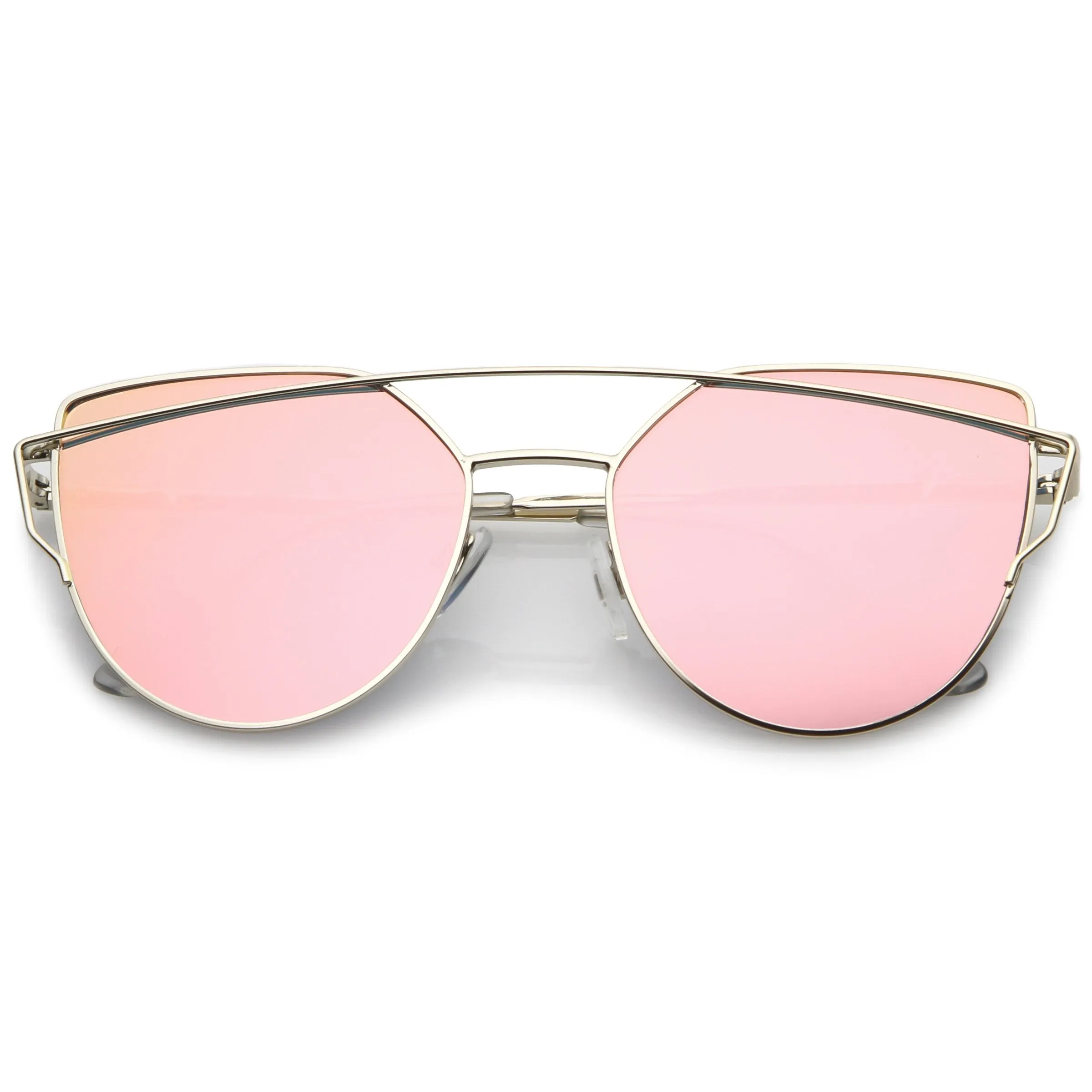 Premium Oversize Laser Cut Cat Eye Mirrored Flat Lens Sunglasses C358