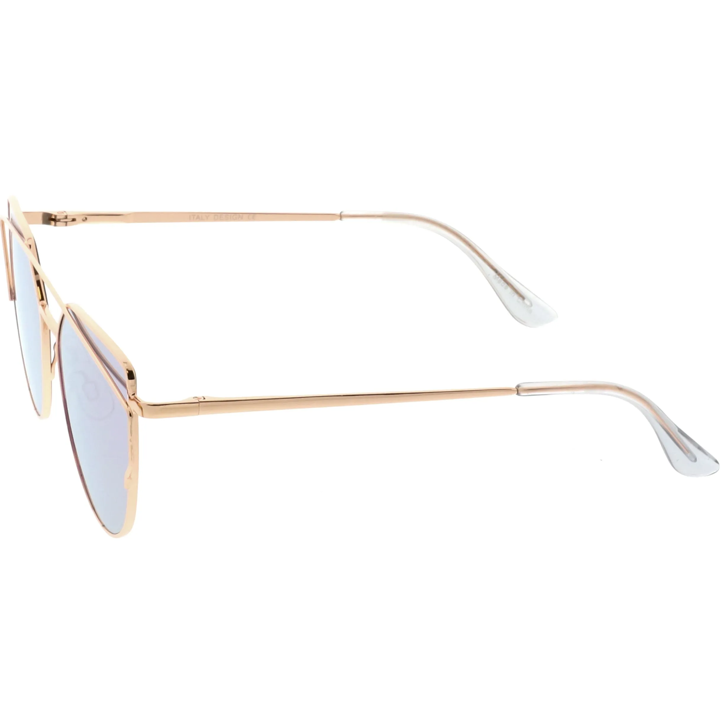 Premium Oversize Laser Cut Cat Eye Mirrored Flat Lens Sunglasses C358