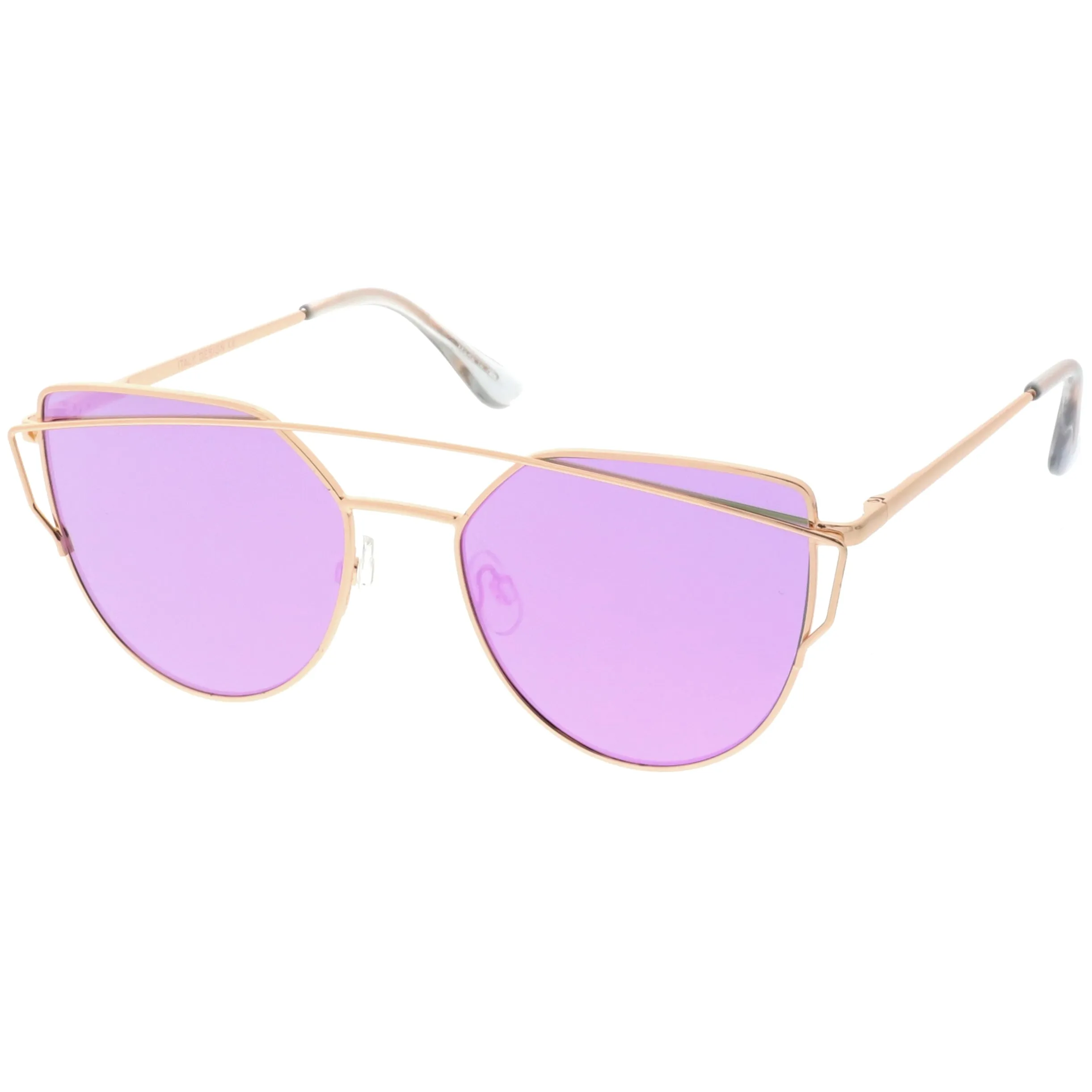 Premium Oversize Laser Cut Cat Eye Mirrored Flat Lens Sunglasses C358
