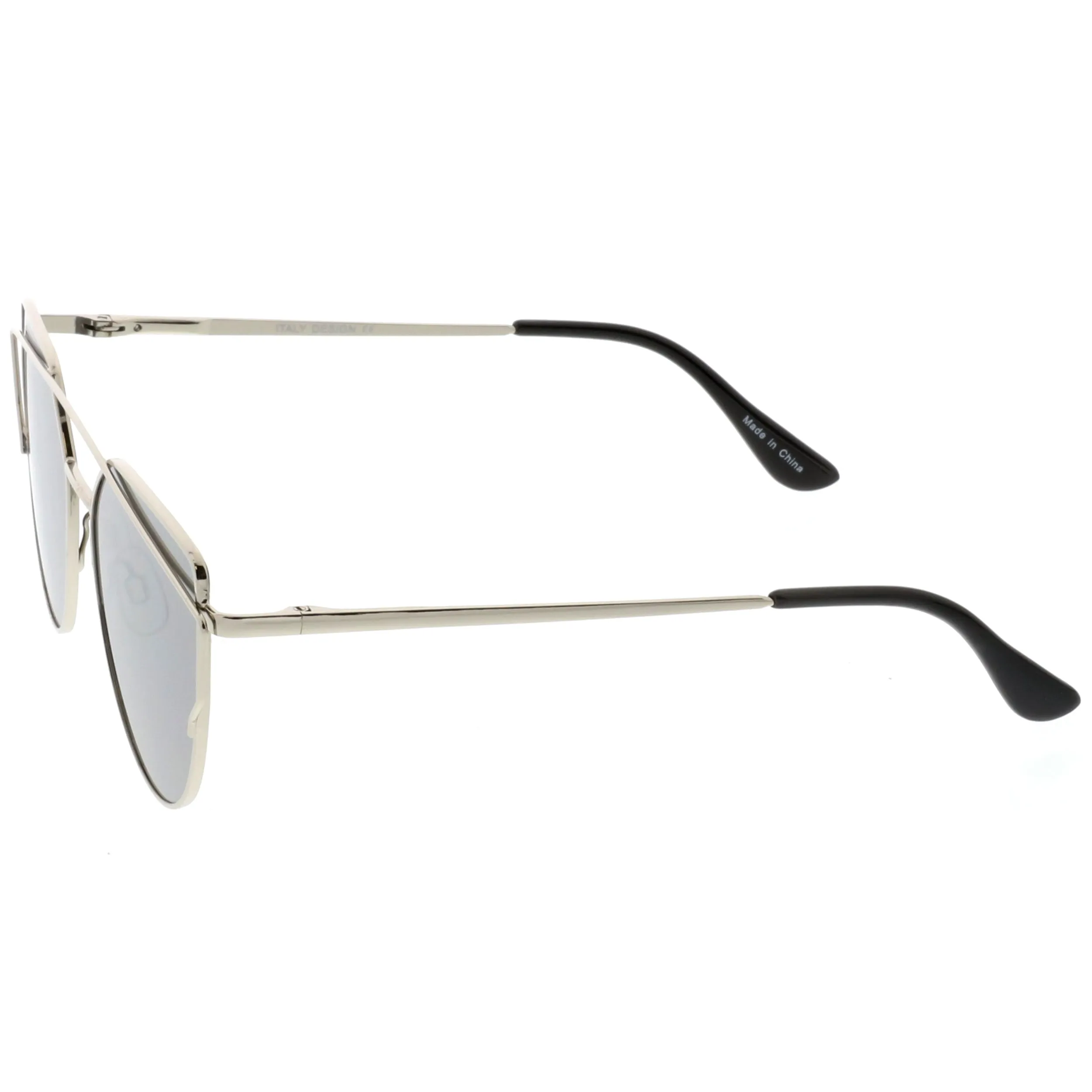 Premium Oversize Laser Cut Cat Eye Mirrored Flat Lens Sunglasses C358