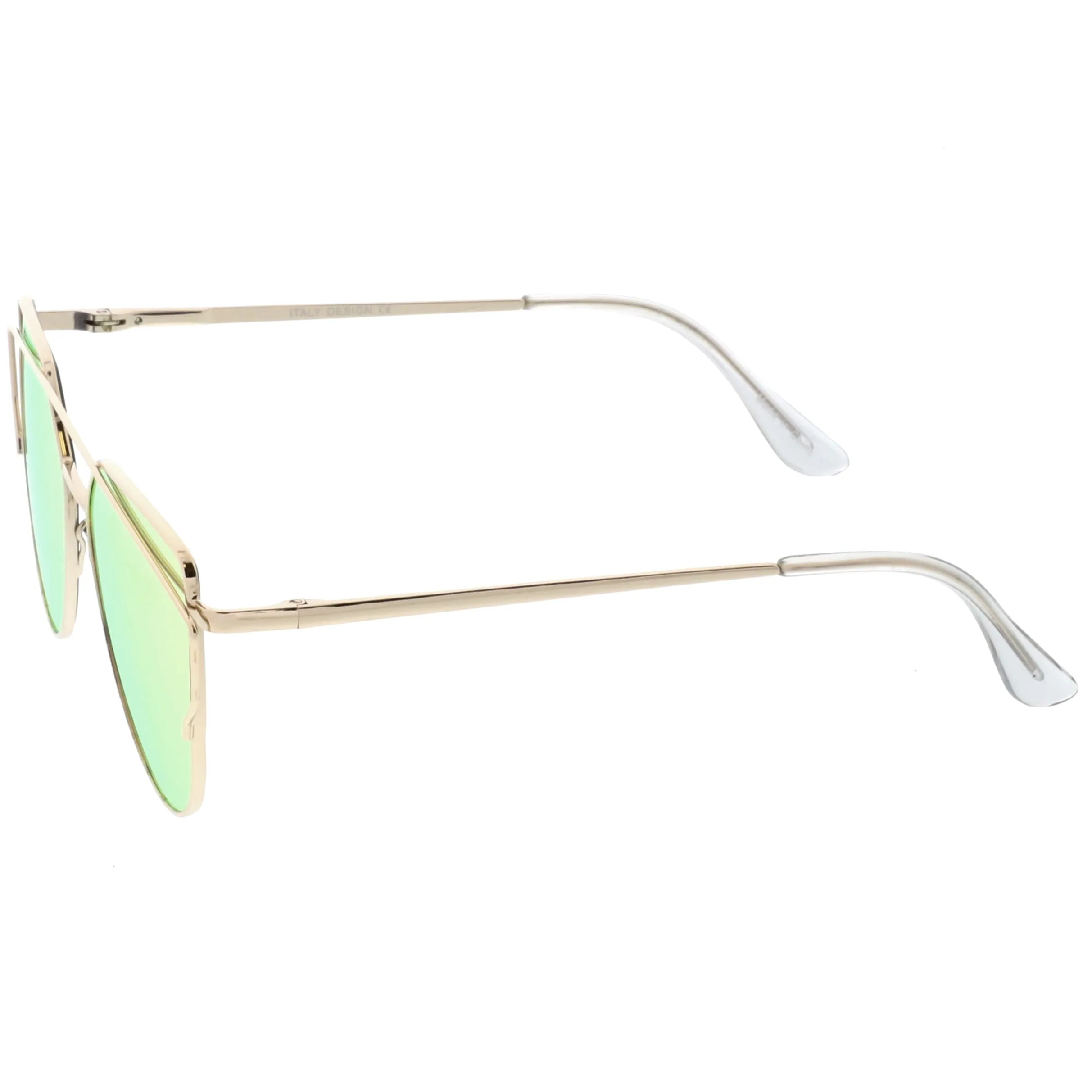 Premium Oversize Laser Cut Cat Eye Mirrored Flat Lens Sunglasses C358