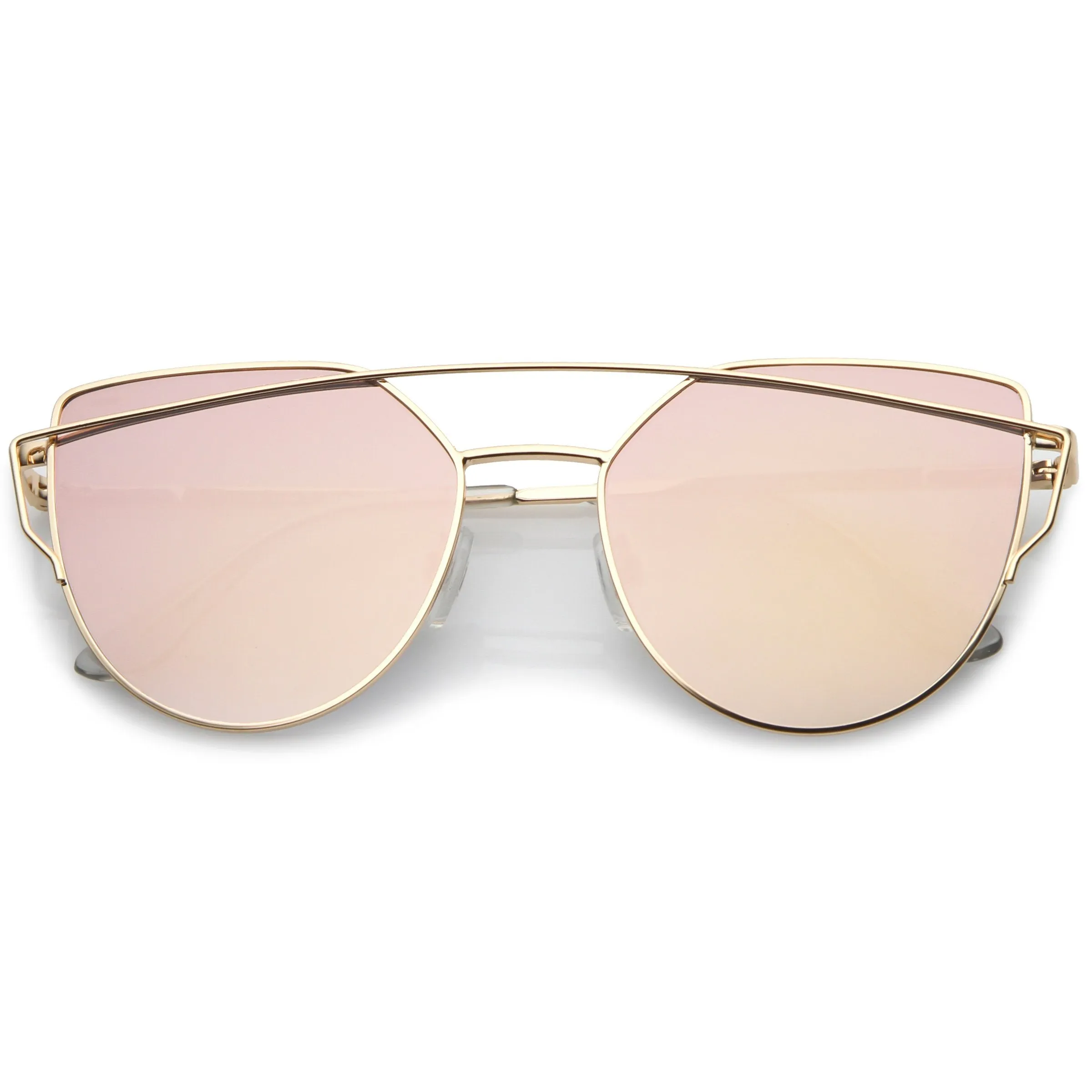 Premium Oversize Laser Cut Cat Eye Mirrored Flat Lens Sunglasses C358