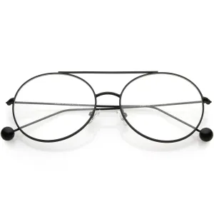Premium Oversize Round Clear Flat Lens Metal Aviator Glasses C497