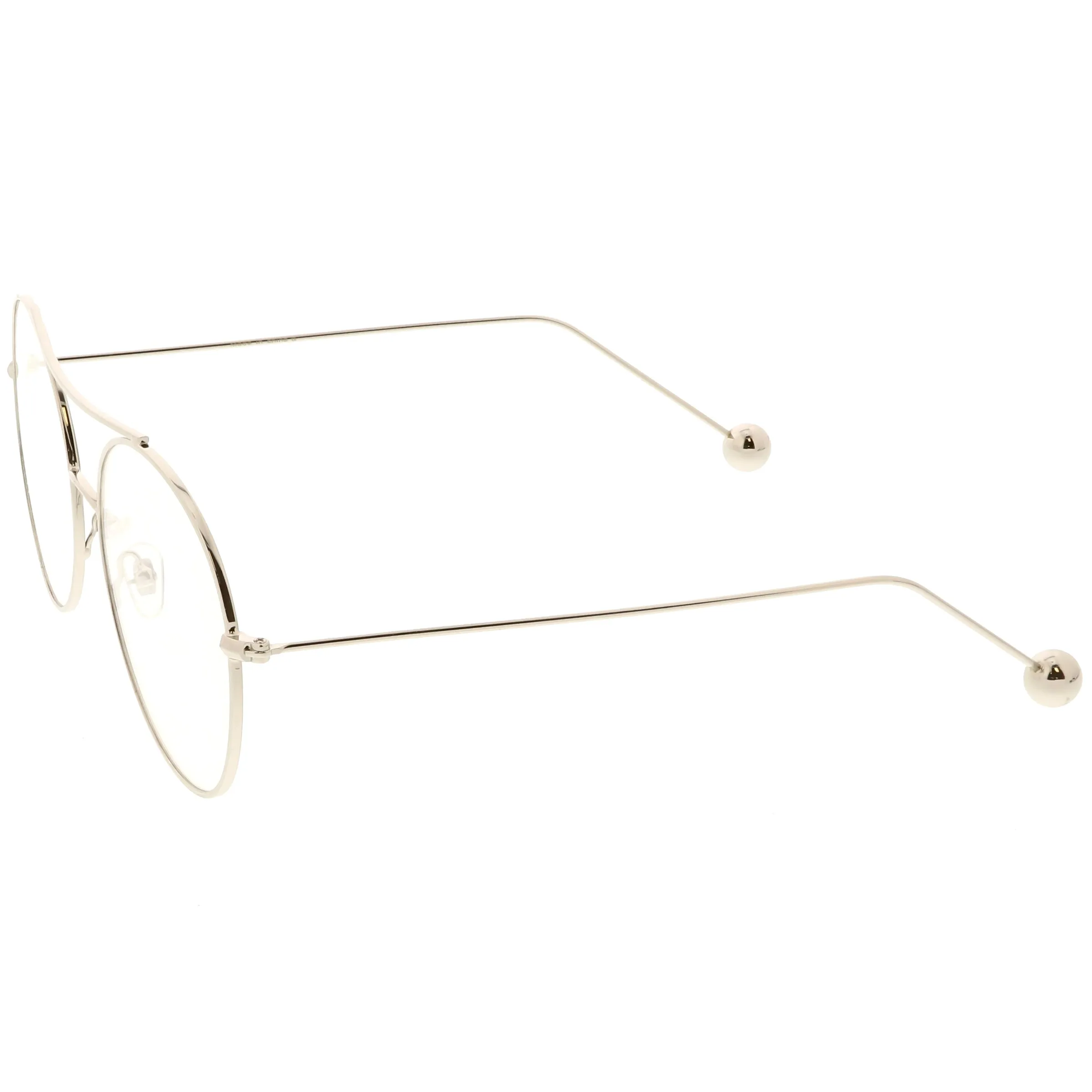 Premium Oversize Round Clear Flat Lens Metal Aviator Glasses C497