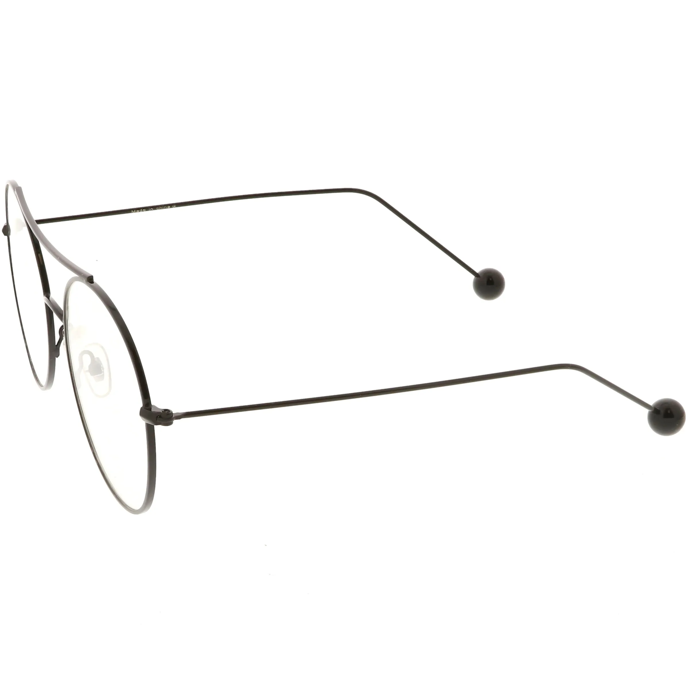 Premium Oversize Round Clear Flat Lens Metal Aviator Glasses C497