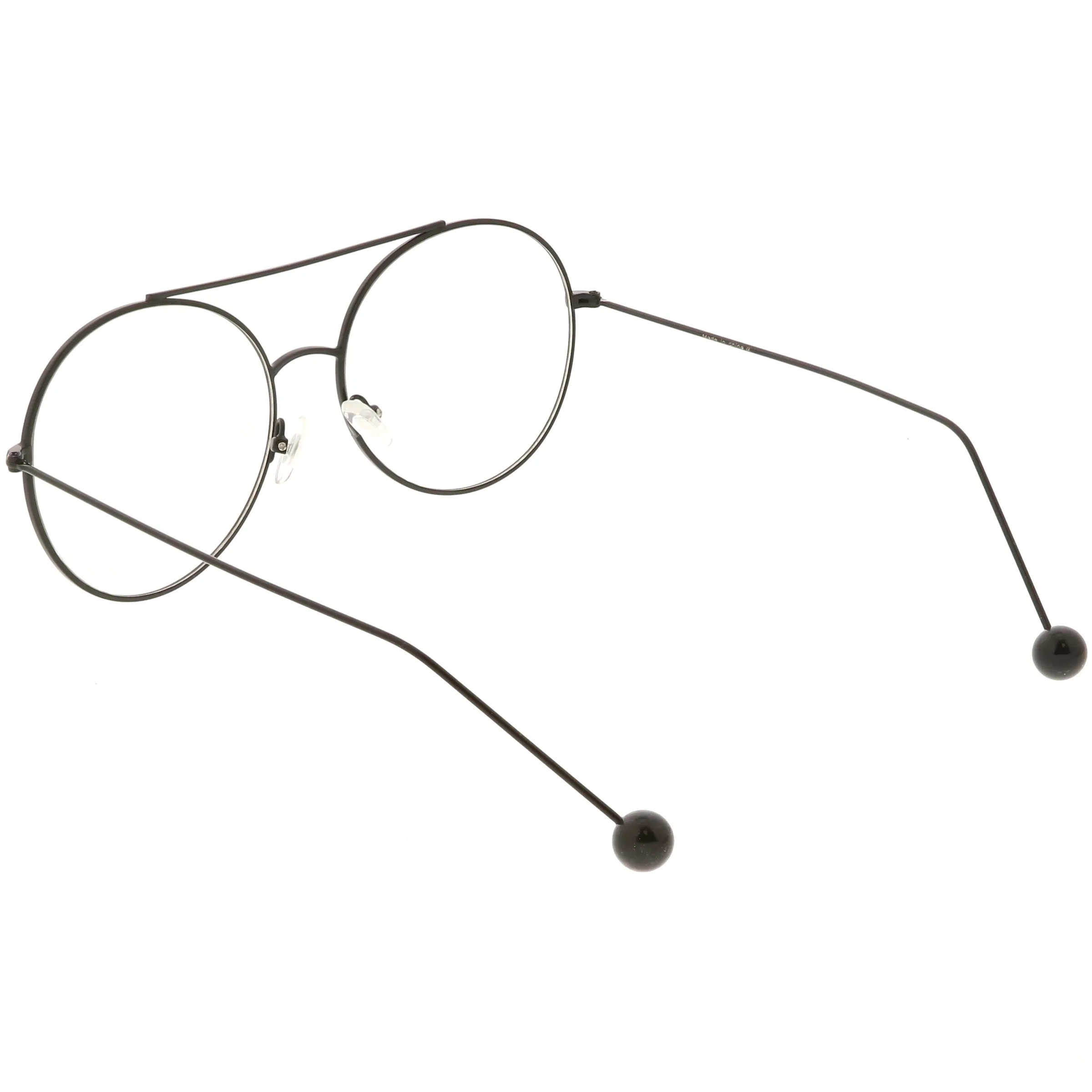 Premium Oversize Round Clear Flat Lens Metal Aviator Glasses C497