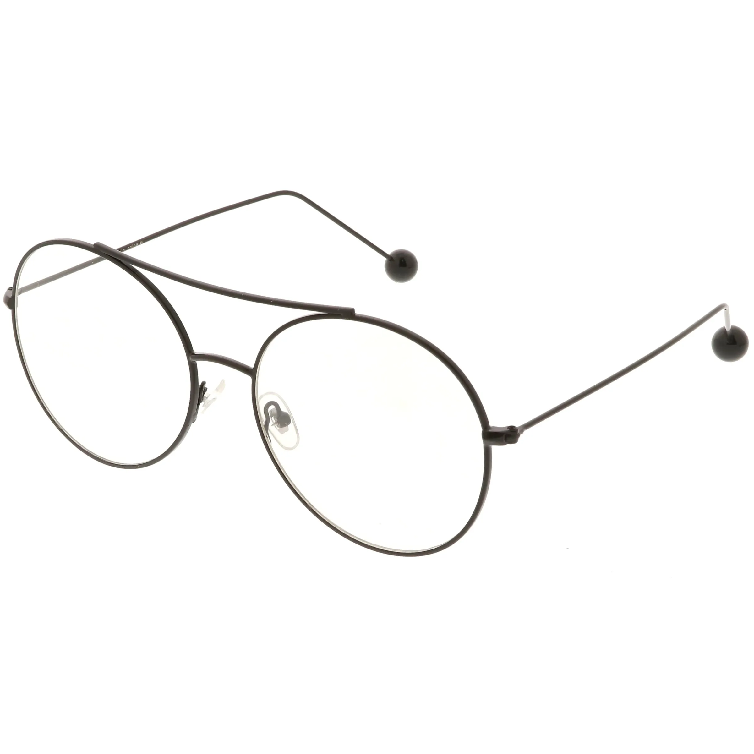 Premium Oversize Round Clear Flat Lens Metal Aviator Glasses C497