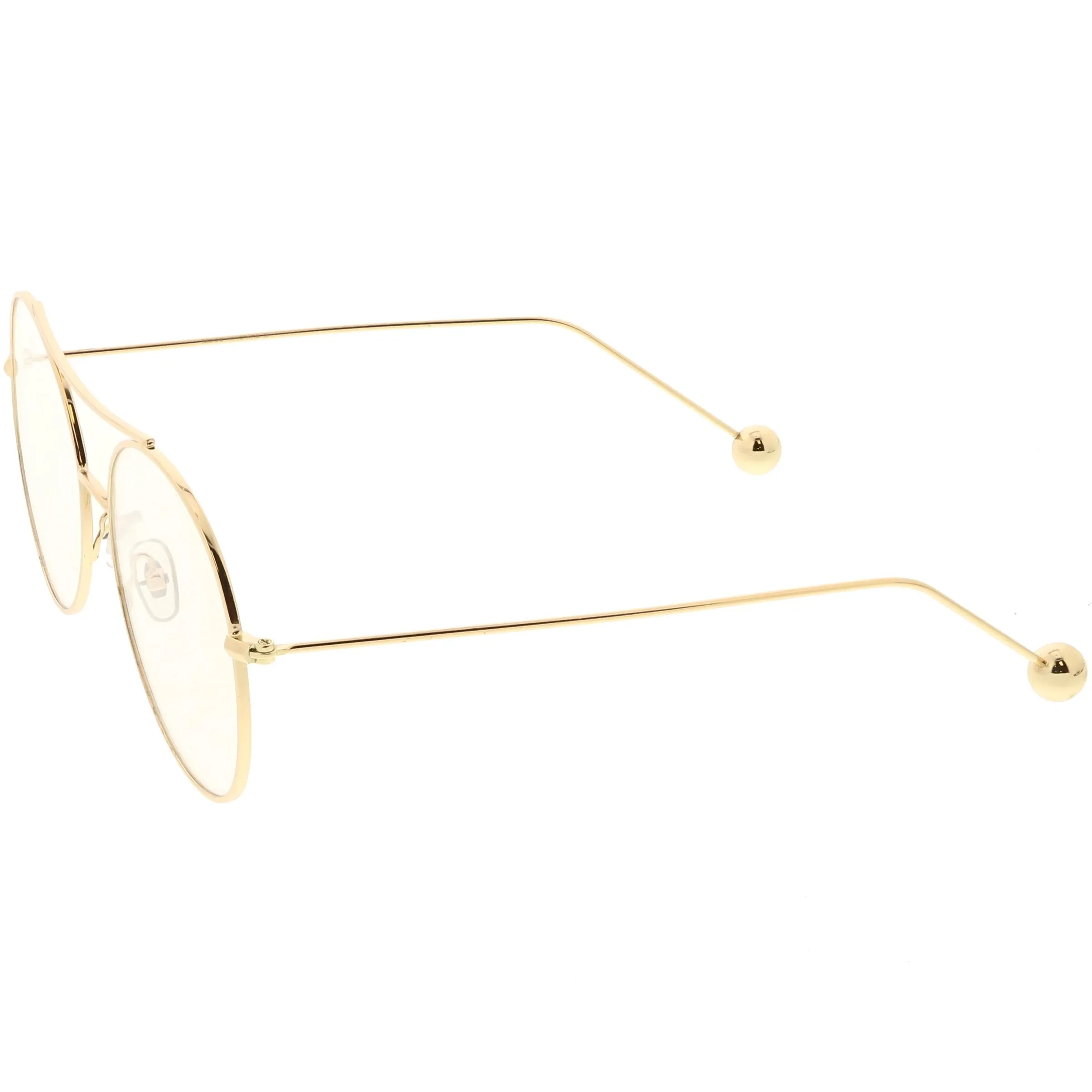 Premium Oversize Round Clear Flat Lens Metal Aviator Glasses C497