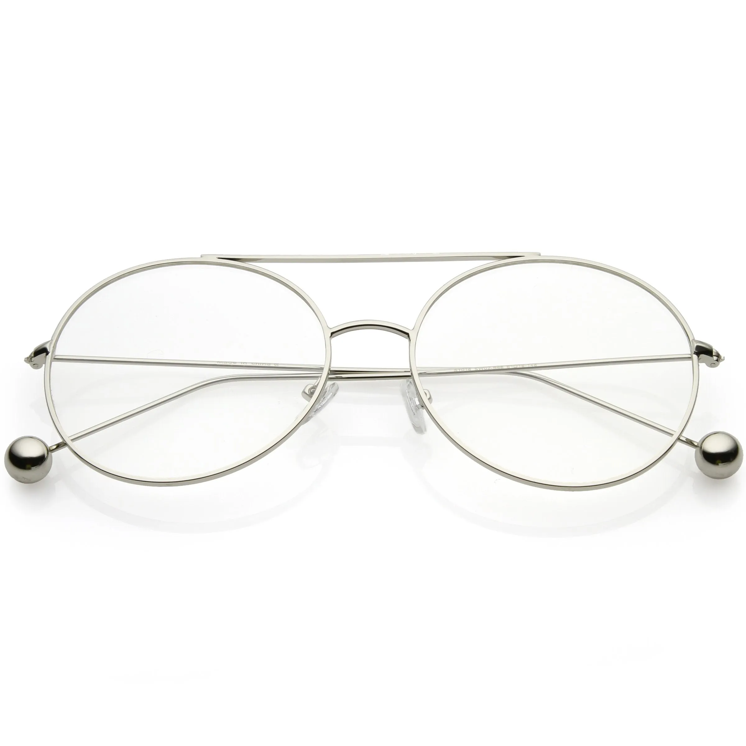 Premium Oversize Round Clear Flat Lens Metal Aviator Glasses C497