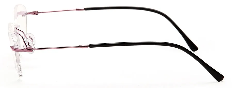 Purple Pink Rimless Metal Cat Eye Glasses Frame for Women