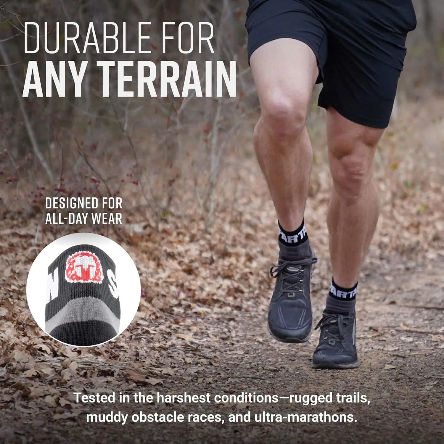 Quarter Crew Trail Running Socks, Blister-Resistant, Sweat-Resistant for Running, Hiking, Cycling & Outdoor