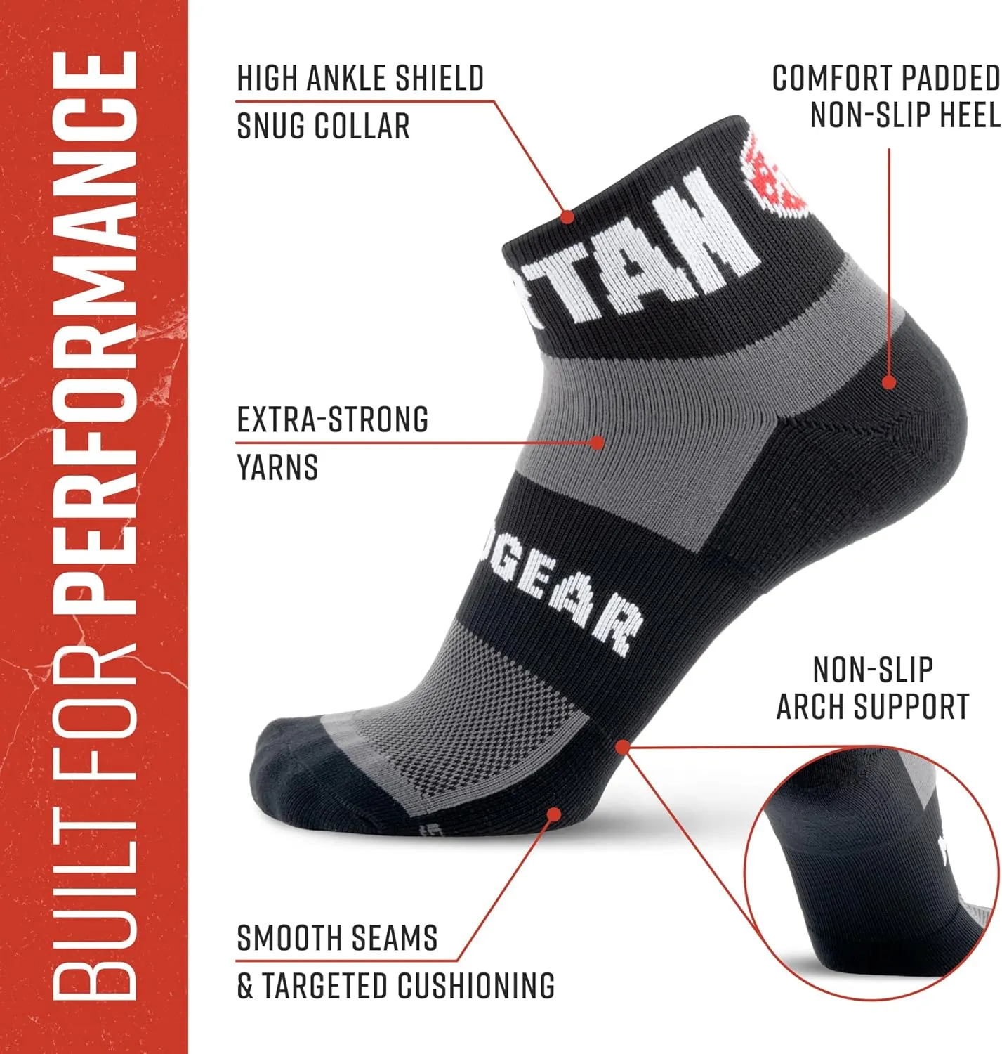 Quarter Crew Trail Running Socks, Blister-Resistant, Sweat-Resistant for Running, Hiking, Cycling & Outdoor