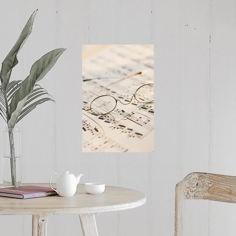 "Eyeglasses on sheet music" Poster Print - Multi