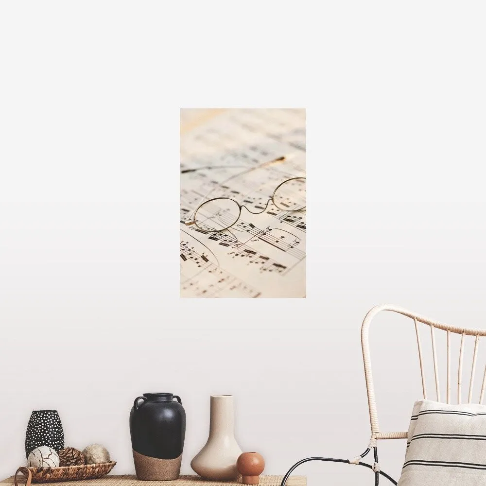 "Eyeglasses on sheet music" Poster Print - Multi