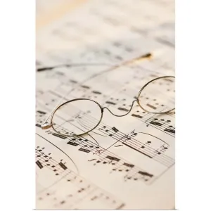 "Eyeglasses on sheet music" Poster Print - Multi