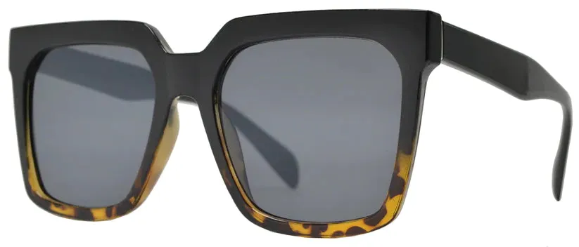 "Florida Retro" Large Square  Sunglasses with Flat Lens