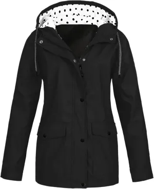 Rain Coat for Women Waterproof Outdoor Hiking Raincoat Lined Rain Jacket Lightweight Hooded Jackets Trench Coats