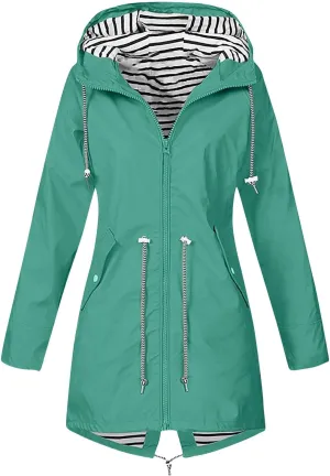 Rain Jacket for Women Lightweight Long Hooded Raincoat Waterproof Outdoor Travel Hiking Windbreaker Trench Coats
