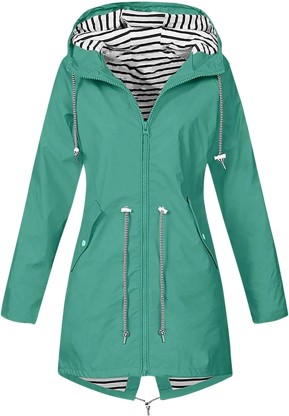 Rain Jacket for Women Lightweight Long Hooded Raincoat Waterproof Outdoor Travel Hiking Windbreaker Trench Coats