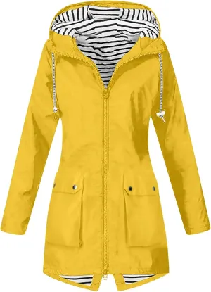 Rain Jacket Women Outdoor Raincoat with Hood Windbreaker Waterproof Rain Coat Zip Up Hiking Jackets for Hiking Travel