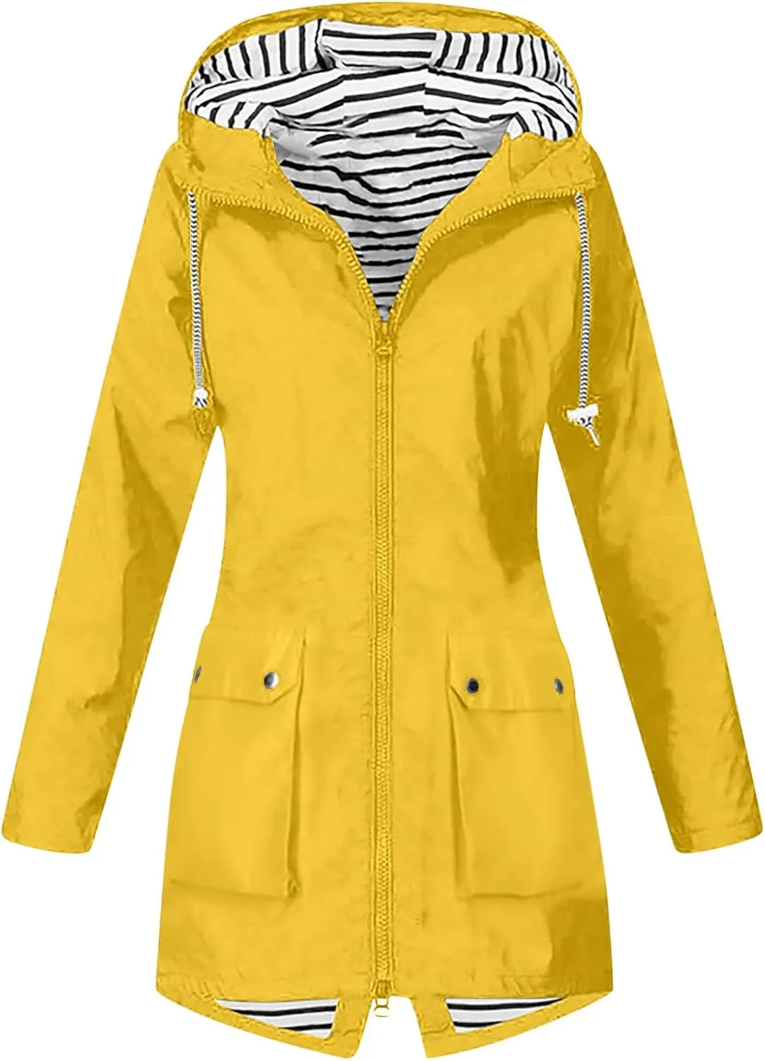 Rain Jacket Women Outdoor Raincoat with Hood Windbreaker Waterproof Rain Coat Zip Up Hiking Jackets for Hiking Travel