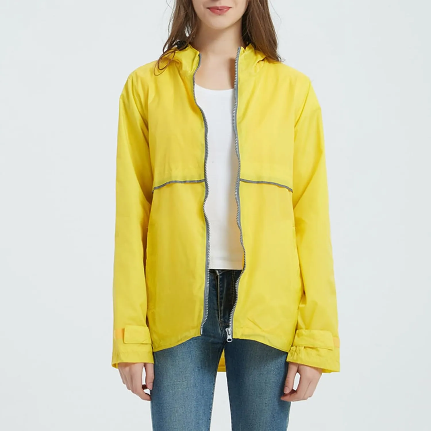 Rain Jackets for Women Waterproof with Hood, Lightweight Winderbreaker Jacket Outdoor Raincoats Hooded w/Pockets