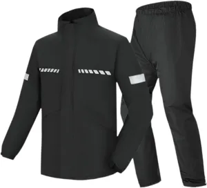 Rain Suit for Men Lightweight Reflective Strip Rain Coat for Motorcycle Trekking