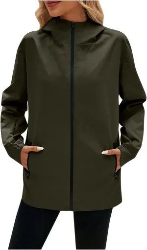 Raincoat for Women, Waterproof with Hood Packable Hooded Trench Coats Windbreaker Jacket, Corduroy Jacket Womens