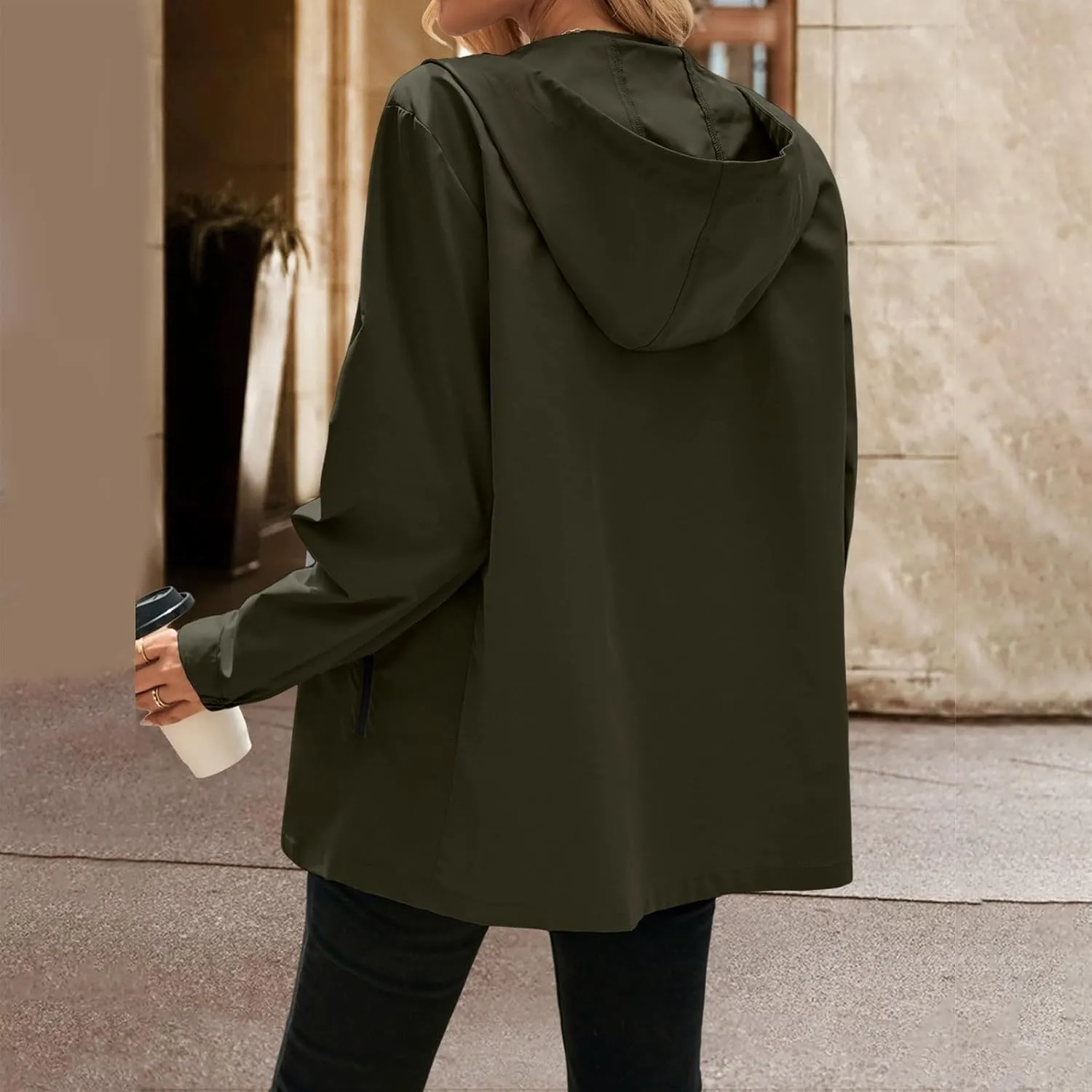 Raincoat for Women, Waterproof with Hood Packable Hooded Trench Coats Windbreaker Jacket, Corduroy Jacket Womens