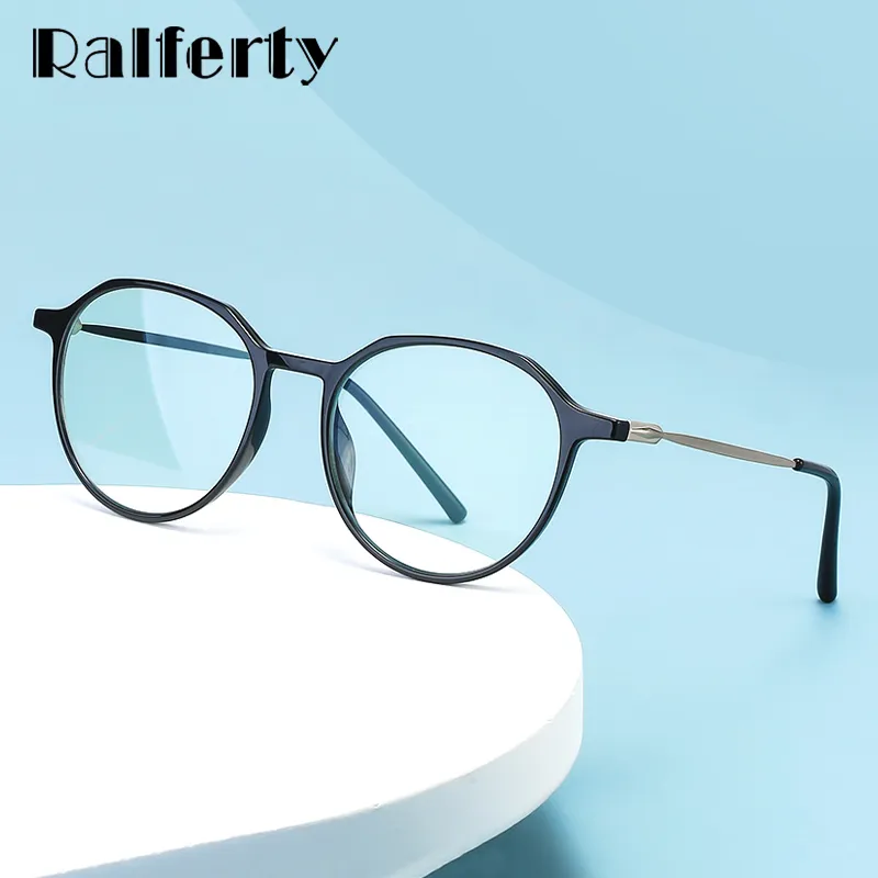 Ralferty Unisex Full Rim Irregular Square Alloy Tr 90 Acetate Eyeglasses D903