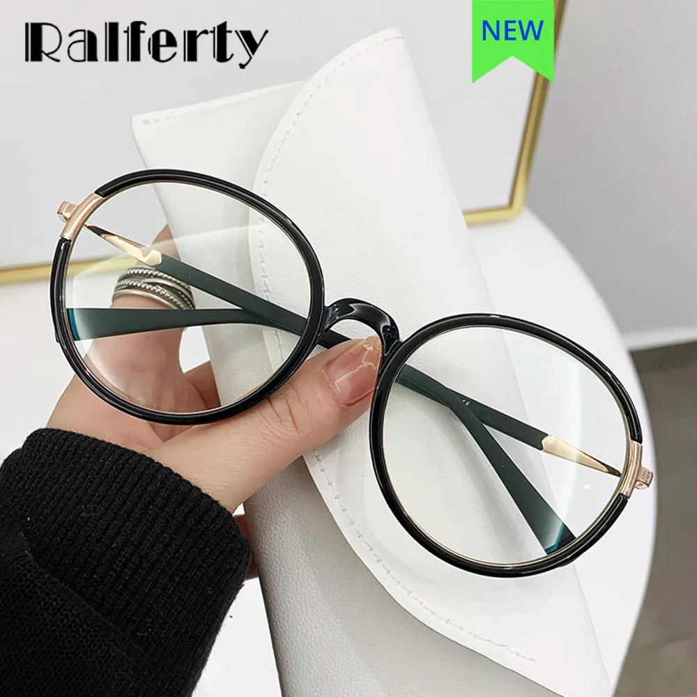 Ralferty Women's Full Rim Oversize Round Tr 90 Acetate Eyeglasses D881