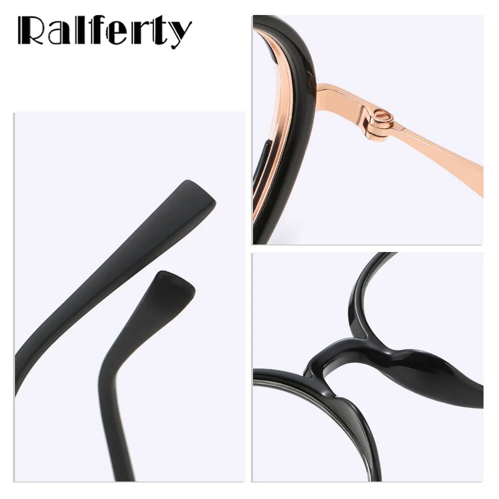 Ralferty Women's Full Rim Oversize Round Tr 90 Acetate Eyeglasses D881