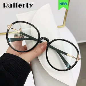 Ralferty Women's Full Rim Oversize Round Tr 90 Acetate Eyeglasses D881