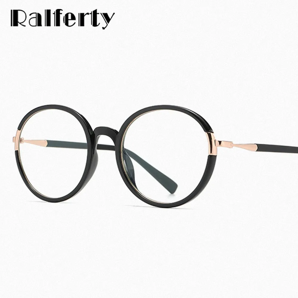 Ralferty Women's Full Rim Oversize Round Tr 90 Acetate Eyeglasses D881