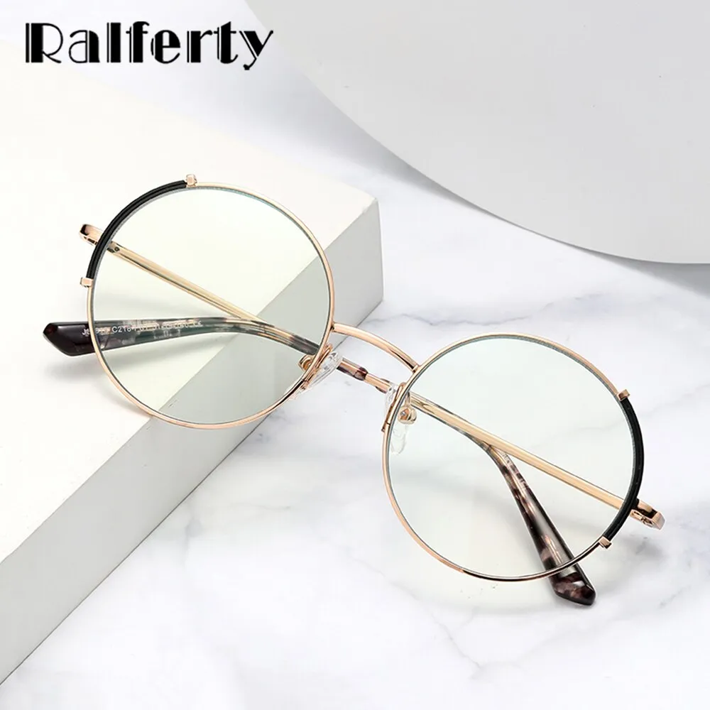 Ralferty Women's Full Rim Oversized Round Alloy Eyeglasses D8615