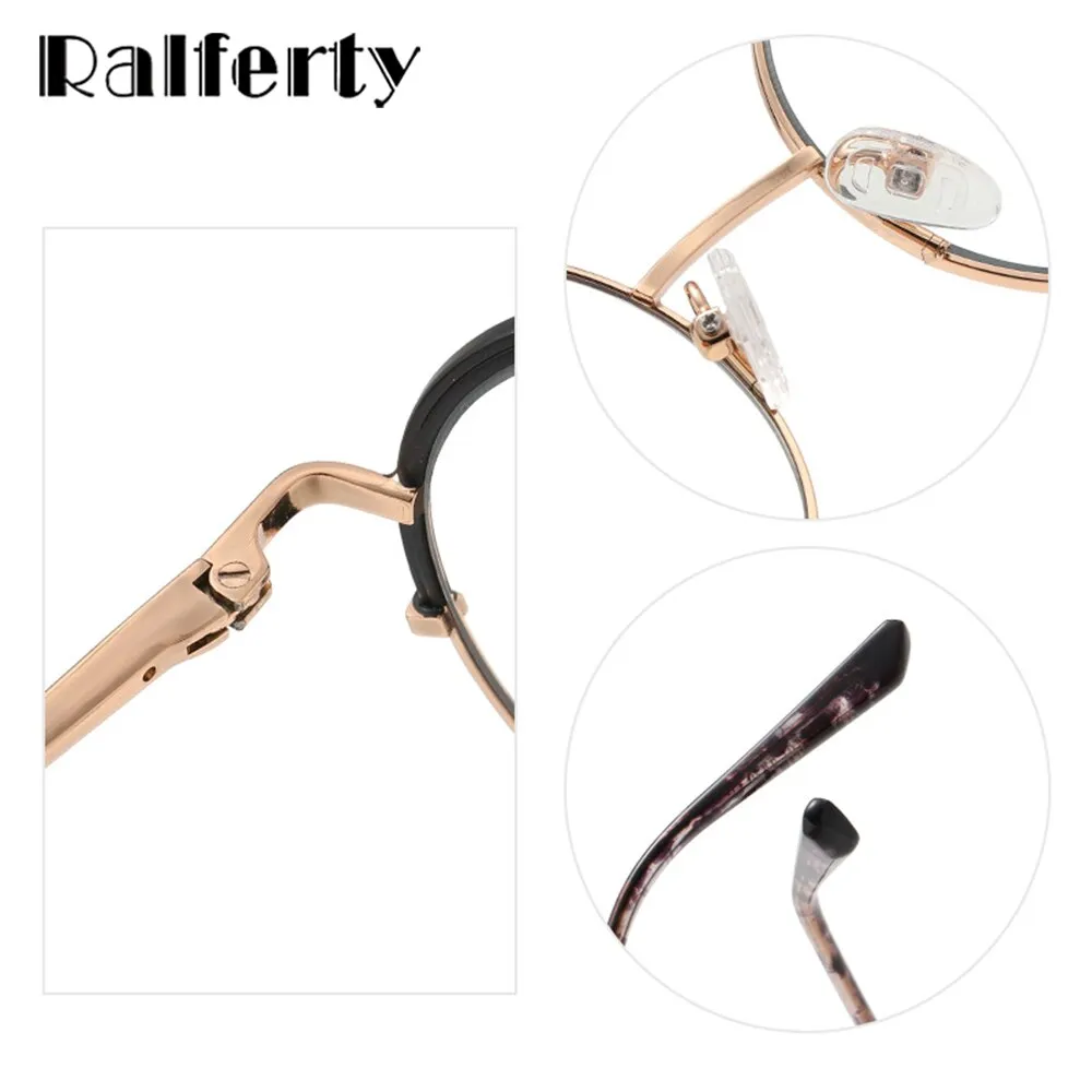 Ralferty Women's Full Rim Oversized Round Alloy Eyeglasses D8615